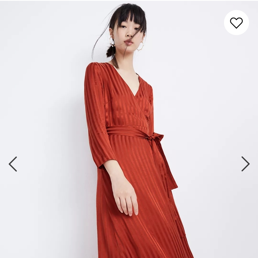 Madewell Satin robe wrap burnt orange dress